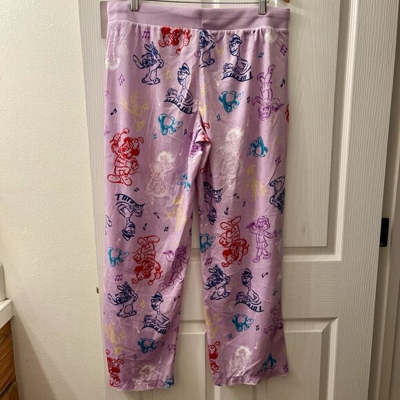 Disney D100 Women’s Fleece Pajama Pants XL Lavender Mickey Music Plush Cozy - Picture 3 of 10